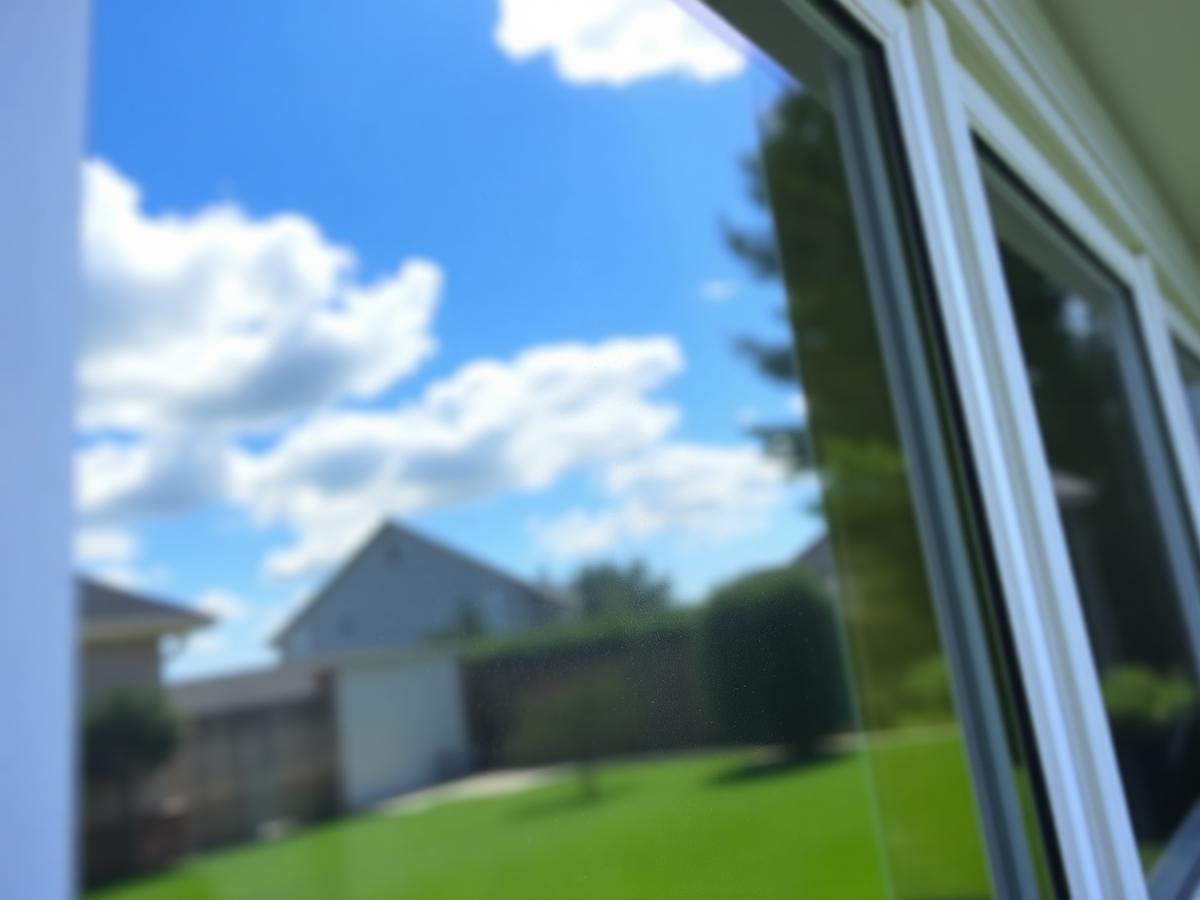 Sparkling clean home windows with mountain view