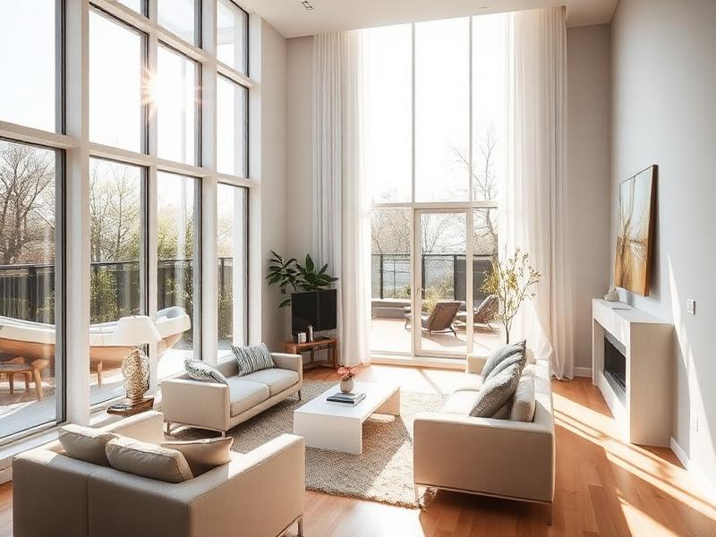 Bright living room through clean windows